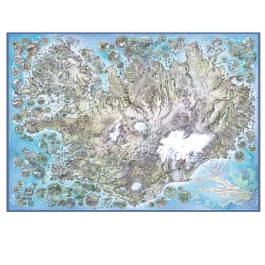 beautiful map of iceland as a poster